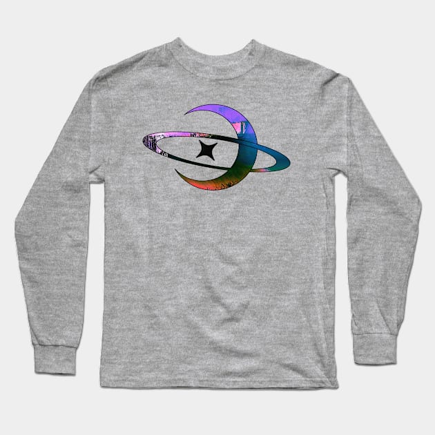 Glitchcore Moon Space Glitch Art Long Sleeve T-Shirt by raspberry-tea